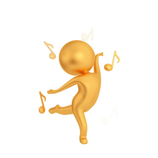 金色立体卡通人物跳舞元素GIF动态图